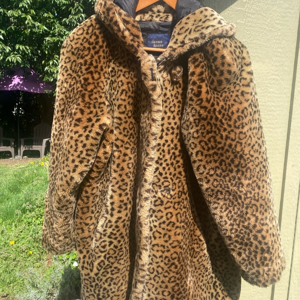 dennis basso Leopard Faux Fur Coat